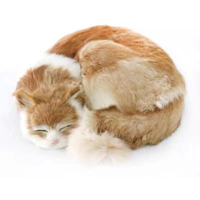 China China Simulated Animal Model Real Fur Decoration Cat Soft Animal Doll Home Decoration for sale