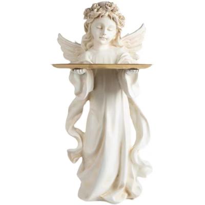 China Europe Home Decor Vintage Resin Sculpture Alice Tray Angel Garden Ornament for sale