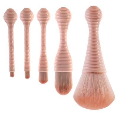 China 5pcs Soft Spiral Texture Brush Handle Private Label Makeup Set Brush Portable Beauty Make Up Brushes Tool With Packing Bucket Box for sale