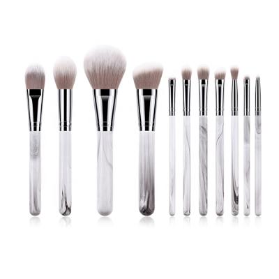 China Angular Blush Marble 11pcs Handle Soft Hair Makeup Brush for sale