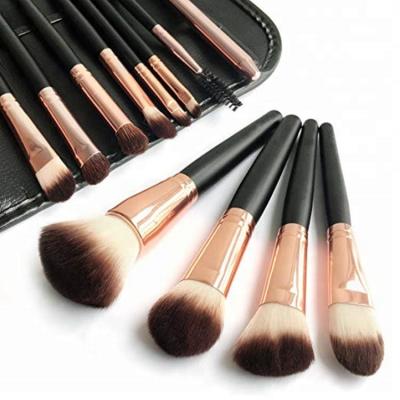 China Angular Blush 12pcs Beauty Makeup Set Brush Wholesale Cosmetics Brush Tool Kit With Case for sale