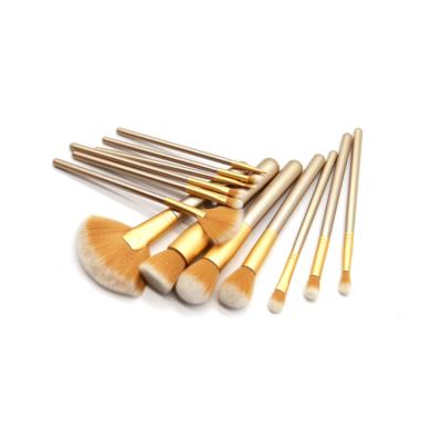 China Angular Blush New Wholesale 13pcs White Champagne Makeup Set Brush With Synthetic Hair for sale