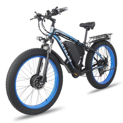 China Aluminum Alloy 2WD E-Bike Front And Rear Double Motor Fat Bike 2000W Two Wheel 26x4.0 Electric Bike 20Ah Lithium Battery for sale