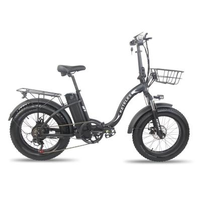 China Aluminum Alloy 1000W Motor 18AH Lithium Battery Fat Tire Folding Electric Bike KETELES KF9 20x4.0 Inch Tire eBike Drop Shipping E-Bike Available for sale