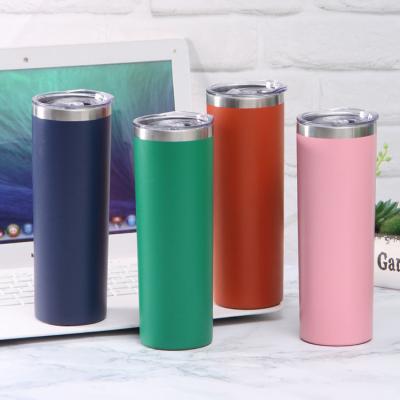 China PORTABLE Double Wall Stainless Steel Straight 20oz Tumblers Vacuum Tumbler Insulated Skinny Tumbler Cup With Straw And Lid for sale