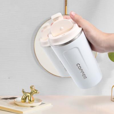 China 380ml 500ml PORTABLE Portable Vacuum Insulated Stainless Steel Travel Coffee Mug Insulated Thermo Flask With Plastic Lid for sale