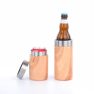 China Custom Double Wall Logo Vacuum Insulated Beer Can Cooler Wholesale Viable 16oz Stainless Steel Can Cooler for sale