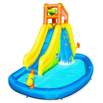 China Oxford Material Small Family Use Inflatable Playground Slide With Inflatable Pool Water Slides for sale