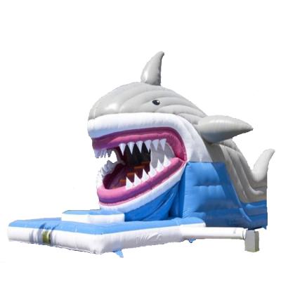 China Commercial PVC Shark Inflatable Bouncer, Inflatable Supply Kids Fun Bouncy Castle With Slide For Sale for sale