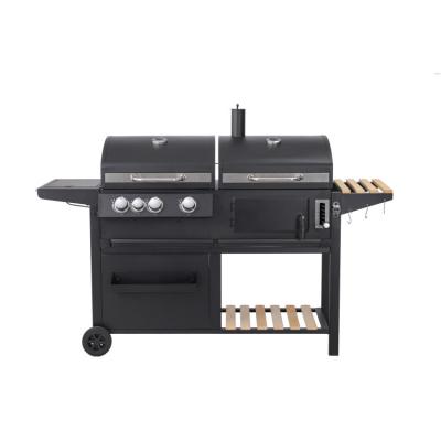 China Easily Assembled Large Trolley BBQ Outdoor Heavy Duty Combination Charcoal Gas Combo Grills BBQ Grills Gas Charcoal Combo Grill for sale