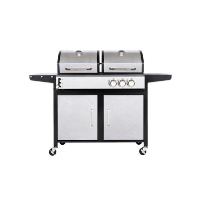 China Easily Assembled Outdoor BBQ Charcoal and Gas Grill Stainless Steel China Manufacture Charcoal Grill Silver BBQ Grill for sale