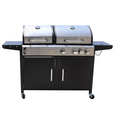 China Easily Assembled Portable BBQ Maker Gas BBQ Combo Grill with Side Burner Gas Charcoal Grill 2 in 1 Grill for Outdoor for sale