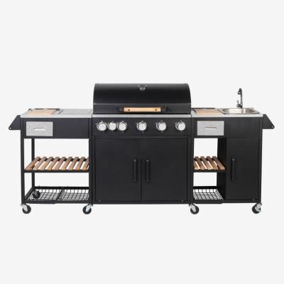 China Easily Assembled Factory Direct Outdoor Portable Gas Grill with Sink and Stainless Steel Table Grill Outdoor Kitchen for Patio, Garden for sale