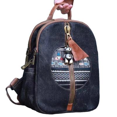 China Others Embroidered Multi-Compartment Casual Women's Designer Backpack Inspired By Canvas Vintage for sale