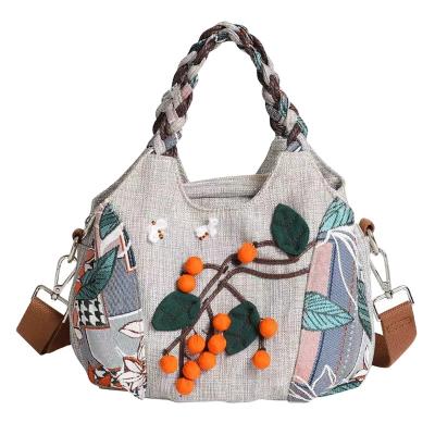 China High quality new style ethnic three-dimensional exquisite large-capacity canvas cross-body hand-woven bag for sale