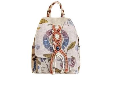 China Factory Cotton Others Large Capacity And Eco-friendly Custom Handwoven Canvas Personality Ladies Backpack for sale