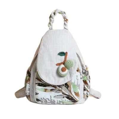 China Others Ethnic Style Woven Fabric Bag Handbag Canvas Backpack Feature Women's Handmade Cotton for sale