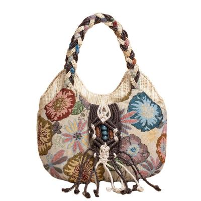 China Wholesale Cotton Canvas Fabric Ethnic Style Canvas Fashion Vintage Handmade Ladies Handbags for sale