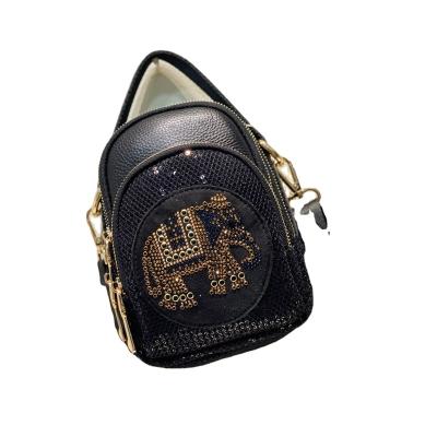 China Luxury delicate multi-layer diamond-encrusted sequined mini mobile phone bag, lightweight clutch for sale