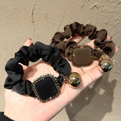 China Women Girls Hair Accessories Elegant Blingbling Rhinestone Hair Band Rope Retro Brown/Black Women Girls Elastic Hair Ties Scrunchies Fashion Hair Accessories for sale