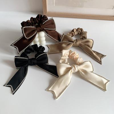 China Women Girls Hair Accessories Fashion Korean Silk Rhinestones Hair Scrunchies Women Girls Elegant Elastic Hair Band Rope Lady Ponytail Holder Hair Accessories for sale