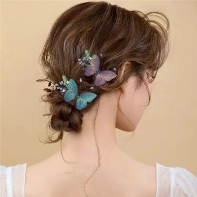 China Women Girls Hair Decoration Wedding Elegant Butterfly Crystal Bride Hair Barrettes Headwear Fashion Shiny Rhinestone Bridal Hair Clips Accessories Jewelry for sale