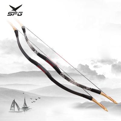 China SPG Arco Traditional Longbow Straight Left Archery Chino Horsebow Leather Recurve Turkish Traditional Longbow For Hunting for sale