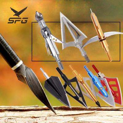 China Durable Custom Traditional Mechanical Arrow SPG Broadhead 2 Blade Crossbow 100 Grain Hunting Archery Broadheads for sale