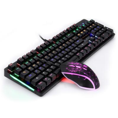 China Combo Backlit Cable Main Mechanical Keyboard And Combo Modern Keyboard RGB Gaming 104 Ergonomic USB Mouse for sale