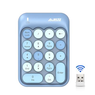 China AK18 mini 2.4G numeric keyboard numeric keypad wireless blue external circular keyboard for financial accounting for sale