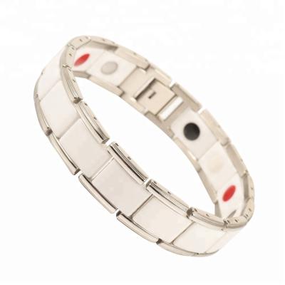 China Ceramic Wollet Fashion Stainless Steel And Germanium Ceramic Bio Magnetic Bracelet For Women Men for sale