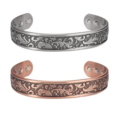 China Health CLASSIC Energy Design Flower Fashion Wollet Bio Magnetic Copper Bracelet for sale