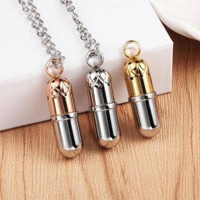 China Latest CLASSIC Wollet Perfume Bottle Opens Stainless Steel Sachets Aromatherapy Essential Oil Pendant Necklace for sale