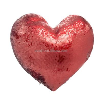 China Memory For Valentine's Day Printable Red Reversible Dye Sublimation Heart Sequin Pillow Case Sequin Cushion Covers for sale