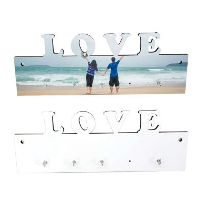 China Fashion OEM Pattern Printed Love Keyboard Sublimation Key Chain Wooden Hanging Panel for sale