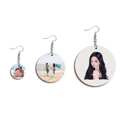 China CLASSIC Custom Design Circle Earring Sublimation Blank MDF Round Wood Earrings for sale