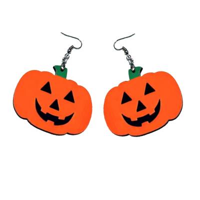 China Festival Halloween Day Celebration Custom Printed Blank MDF Earrings Sublimation Pumpkin Earrings for sale