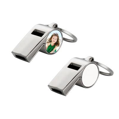 China Metal for Printable Thermal Key Ring Sublimation Blank Whistle Keychain DIY School Name Heat Press Whistle for sale