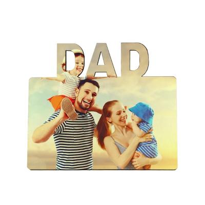 China Customized Father's Day Letter Printed Wooden Slate Sublimation Dad Photo Frame for sale