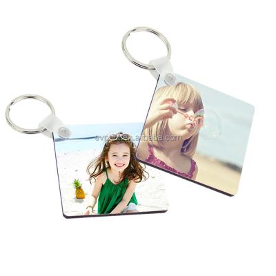 China Blank Wooden Square Sublimation MDF Ring Double Sides Printable Key Transfer Heat Key Chain for sale