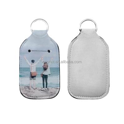 China Cheap Promotional Neoprene Gift Customized OEM Design Sublimation Sanitizer Empty Holder Key Chain for sale