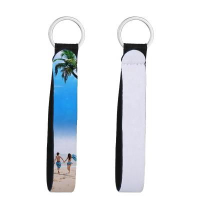 China Neoprene DIY Design Printable Neoprene Wrist Lanyard Keychain Holder Sublimation Wristlet Key Chain for sale