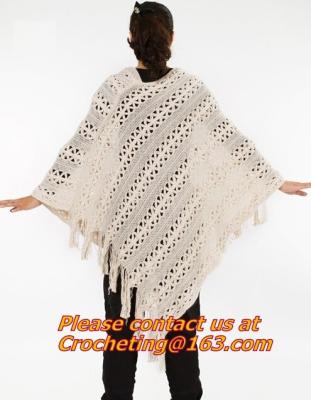 China women yarn knitted hollow out crochet poncho to keep warm and fashion shawls for sale