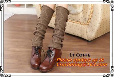 China leg warmers loose socks wool blend button down pierced decoration boot socks fashion for sale