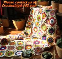 Κίνα Hand-Woven Daisy colored stripes Crochet blanket flowers wallpaper table cloth crochet sof προς πώληση