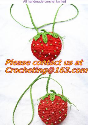 China Women Beading Lolita Messenger Bags Cute Strawberry Mini Bag Handmade Crochet Shoulder Bag for sale