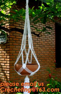 Chine Wholesale 4 Sets colorful Macrame Plant Hanger Indoor Outdoor Hanging Planter Basket Cotton Rope 4 Legs 40 Inch--Pink à vendre