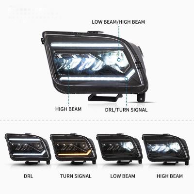 China Automotive Led Headlight Full Head Lights LED Turn Signal Sequential Car Lamps Assembly 2005-2009 Auto Headlights For Ford MUSTANG Front Lamp for sale