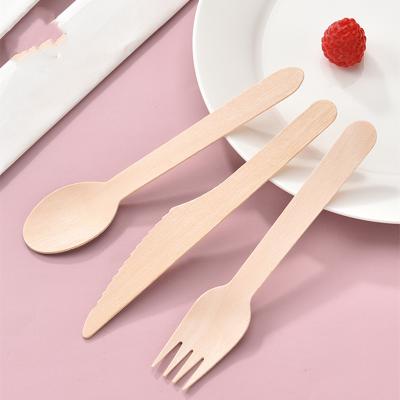 China Disposable Customized Birchwood Cutlery Set 100% Bamboo Eco-Friendly Disposable Utensils Cheap Price Disposable Birchwood Cutlery Set for sale