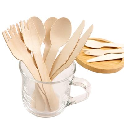 China Disposable Disposable Wooden Knife Fork Spoon Made From 100% Natural Solid Birch Wood Naturally Stylish And Unique for sale